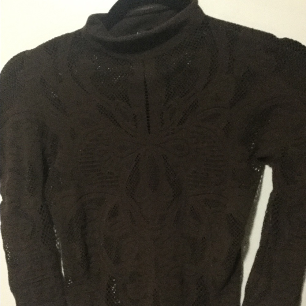 Bebe brown mesh c thru blouse small